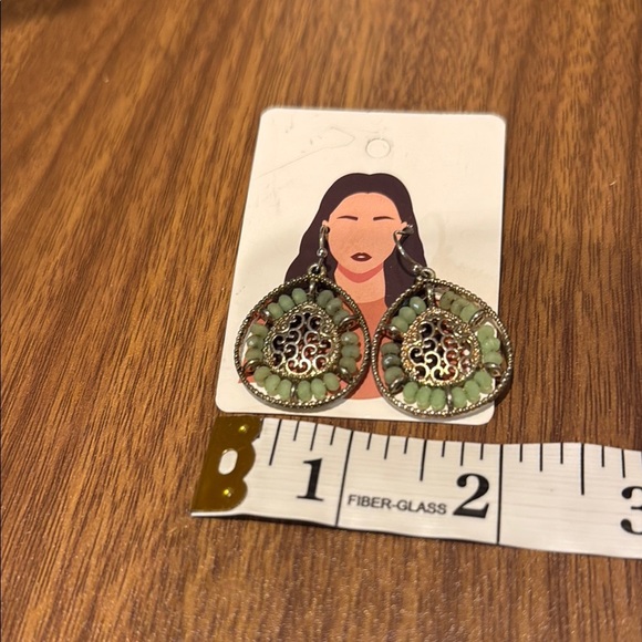 Vintage Green and Silver Earrings - Picture 3 of 3